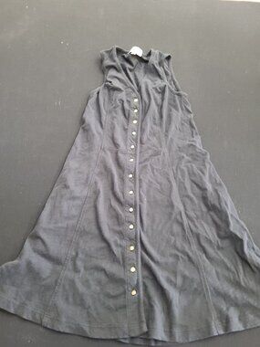Sleeveless Black Button Front Dress By Nation Los Angeles 100% Cotton